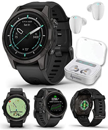 Wearable4U Garmin epix Pro (Gen 2) Sapphire Edition Smartwatch with Black White Earbuds Bundle Carbon Gray Titanium/Black