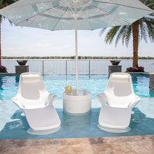 REZVANI FURNITURE STUDIO Tenjam Ripple Wide in Pool Table with Umbrella Hole for Sun Shelf, Ledge Table for Water Depths up to 10", Lounger Side Table (Made-to-Order-Colors) (White)