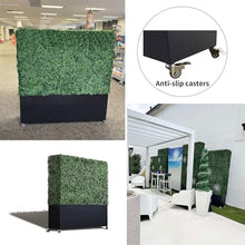 AGPL Artificial Boxwood Hedge Wall Privacy Screen with Black Planter Box, Mobile Green Plant Wall on Wheels, Greenery Fake Faux Grass Backdrop Divider Panels for Outdoor Decor 48" W* 67" H*12" D
