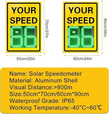 Solar Radar Feedback Speed ​​Limit Sign, LED Display 20x28" 24x35" Solar Radar Detection Iron Weatherproof Traffic Sign with Installation Kit and Remote Control