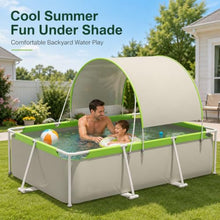 Rectangular Above Ground Pool with Canopy, Metal Frame Swimming Pool