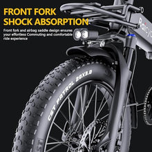 Baicycle Folding Electric Bike 62-Mile Range 48V Removable Battery 20-Inch Fat Tire Grey