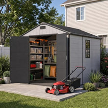 Devoko 8 x 10 FT Resin Storage Shed with Floor, Outdoor Plastic Tool Shed