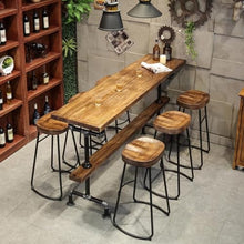 Bar Table, Industrial Narrow Solid Wood Counter Height Bistro Breakfast Bar