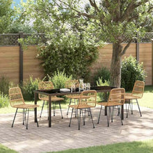 LKJVFCPW 7 Piece Garden Dining Set, Patio Furniture Table and 6 Chairs, Modern Brown Steel Outdoor Dining Group for Backyard, Deck, and Lawn
