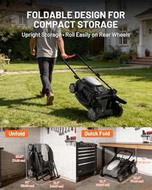 Litheli 40V 18" Cordless Lawn Mower with Brushless Motor, Electric Mower Battery Powered(2 x 5.0Ah Batteries), 2-in-1 Mulching & Bagging