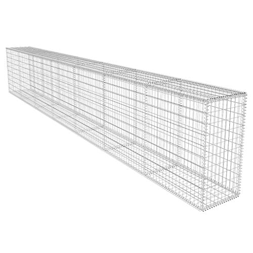 Festnight Gabion Wall Basket with Cover Outdoor Decoration 19.7" x 1.6" x 3.3" 11