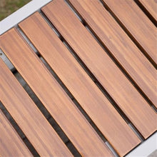 GRFIT Outdoor Steel Bench for Outdoor Garden, Backless, Bamboo Wood Chair Surface, for Balcony, Terrace, Leisure Chair Garden Bench (Large)