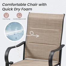 HOMREST Outdoor Swivel Bar Stools Set of 8, High Patio Swivel Bar Chairs with Padded Back & Seat, All-Weather Textilene Tall Patio Chair with Curved Armrest & Metal Footrest for Outside,Light Brown