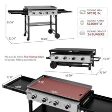 Royal Gourmet GB4001F 4-Burner Propane Griddle for Outdoor, Folding Shelves