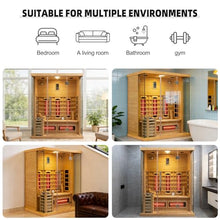 amocane Infrared & Steam Hybrid Sauna Room, 2-3 Person Canadian Hemlock Wood Sauna, Indoor Traditional Home Saunas Spa with 8 Heaters & 4.5KW Sauna Stove, Oxygen Bar (70.87"x47.28"x74.86")