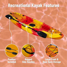 CuisinAid 9.4FT Sit-On-Top Fishing Kayak with Paddles Green Yellow