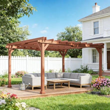 Premium Outdoor Wooden Pergola Kit for Backyard Patio Garden Shade Structure with Natural Cedar Finish