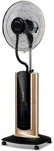 GAZOGJ 18" Misting Fan, Oscillating Stand Fan with Timer, Art Deco Floor Fan, 3-Speed Digital Control, LCD Display, 5 Blades, Remote Control, Easy Movement with Caster Whee