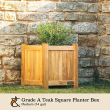TITAN GREAT OUTDOORS Ash & Ember Grade A Teak Square Planter Box, 2 Cu FT / 14 Gal Fill Capacity, 18x18x20 Naturally Weather-Resistant Planters for Outdoor Plants, Outdoor Patio & Garden Decor
