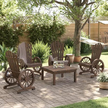 IBUQDDV Garden Adirondack Chair Set of 4 Burnt Look Solid Fir Wood Outdoor Seating for Patio and Backyard with Ergonomic Design and Weather-Resistant Finish