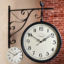Garden Wall Clock Classic Station Wall Clock Retro Double Sided Wall Clock Outdoor Clock with Bracket Vintage Wall Clock - Vintage Clock
