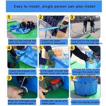Zfmnoyev Round Canvas Thicken Fish Pond, Ground Swimming Pools, Aquarium Pool Pond with Drain Valve, Fold Portable Fish and Shrimp Water Tank, for Koi Culture Agricultural Irrigation ﻿(2x1.2m-3.75t)