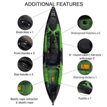 Hipicute 13FT Fishing Kayak Green Camo with Paddle & Comfortable Seat, 400LBS Capacity