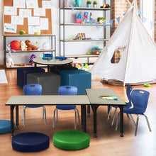Regency Kee Height Adjustable Classroom Table Set with Two 12" Andy Chairs, 60" x 30", Maple/Navy