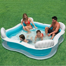 Air Swimming Pool Backrest Can Sit Swimming Pool Multi-Layer Inflatable Pool for Ages 3+ Kids and Adult 229x229x66 cm Backyard Water Party