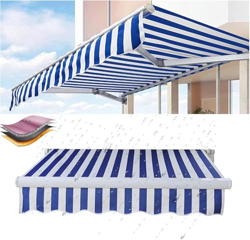 Manual Retractable Awning Door Window Awning Shelter Outdoor Canopy Home Deck Canopy with Manual Crank Handle（Frame Included ）