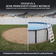 Blue Wave Sevilla 18-ft Round 52-in Deep Hard Sided Steel Frame Above Ground Pool with 6-in Steel Top Seats, 0.5 HP Sand Filter System, Ladder, Skimmer & Liner – 7,200-Gallon Capacity for Family Use