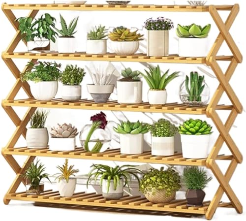 Plant Stand Plant Pot Stand Flower Stand Bamboo Wood Plant Shelf Folding Flower Display Stand Indoor Display Stand Home Patio Garden Plant Shelf Plant Stands Indoor ( Color : A , Size : 73*31*100cm )