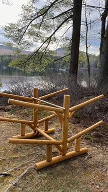 Log Kayak Rack 4 Place Natural Finish
