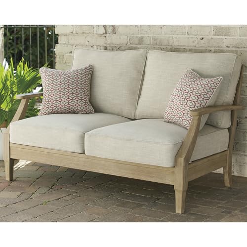 Signature Design by Ashley Clare View Outdoor Loveseat with Cushion, Beige