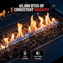 AMS 60" Rectangular Concrete Natural Gas Fire Pit Table Bundle (Dark Gray)