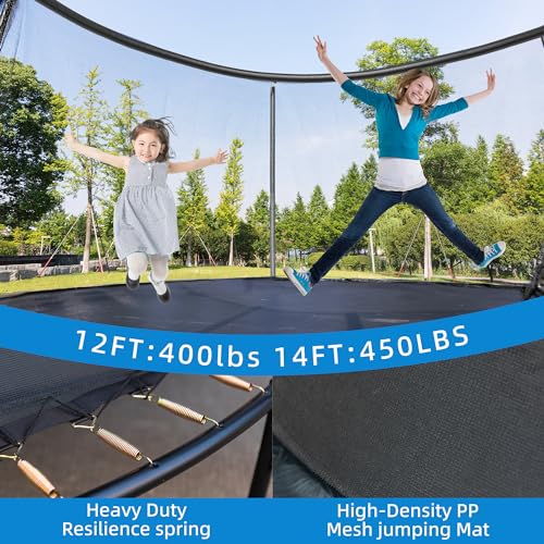 ALTLER 14FT Outdoor Trampoline with Enclosure Net Black