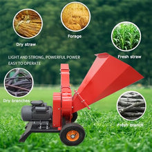 Banfluxion 220V Wood Crusher Hand Pushed Leaf Branch Shredder Electric Wood Chipper Mulcher Branch Crusher for Straw, Grass, 3KW
