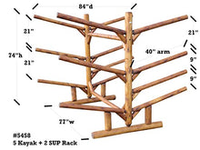 Log Kayak Rack 5 Kayak or Canoe Plus 2 SUP or Surfboard Unfinished