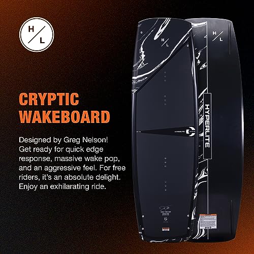 Hyperlite Cryptic Wakeboard + Remix Bindings Wakeboard Package - Perfect for Intermediate to Advanced Riders - 146cm Black