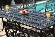 GrandPatioFurniture.com CBM Patio Elisabeth Cast Aluminum 9 Piece Dining Set with 8 Arm Chairs Black Brown