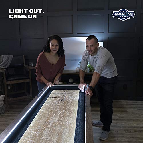American Legend Brookdale 9’ LED Light Up Shuffleboard Table with Bowling Brown