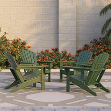 WO Home Furniture Set of 4pcs HDPE Adirondack Chairs, Traditional Loungers, Retro Poly Seat, All Weather Resistant for Patio, Outdoor, Balcony, Backyard, Lawn, Patio, Pool, Deck, Dark Green