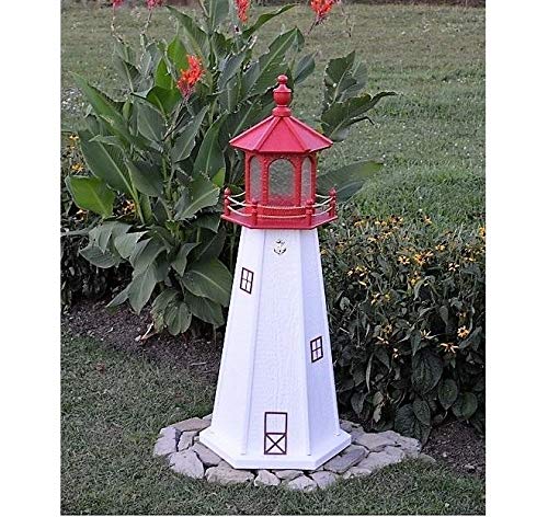 Backyard Crafts Amish-Made Cape May, NJ Replica Lighthouse with Solar-Powered LED Lighting, 39" Tall