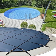 GAZOGJ Dustproof Pool Protector Pool Cover Inground Winter Pool Safety Cover Blue Mesh Round Swimming Pool Covers, Complete Hardware-1,Blue-8.5m/28ft