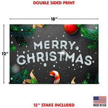 Yard Sign Merry Christmas Happy Holidays Lawn Sign 18" x 12" with Heavy Duty Stake