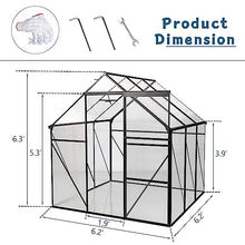 BouPower 6x6 FT Polycarbonate Greenhouse,Aluminum Strudy Walk-in Greenhouses for Outdoor Backyard in All Season, Black