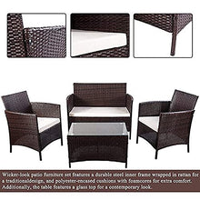 MLLXUXANCC Outdoor Furniture Set 4 Piece Rattan Sofa Seating Group with Cushions for Garden Patio Terrace 2 Colors (Color : A) (A)