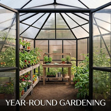 Takywep 12x10x8 FT Hexagonal Greenhouse for Outdoors, Heavy Duty Polycarbonate Walk-in Greenhouse with Aluminum Frame, Large Winter Greenhouse Black for Backyard Garden Patio