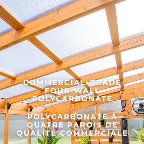 Backyard Discovery Willow 9' x 6' Cedar Greenhouse Kit with Exhaust Fan, Windows, and Staging Shelves Light Brown