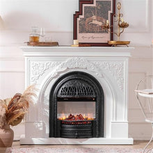 Decorative Fireplace Traditional Style Freestanding Fireplace with Mantel, Birdcage Shaped Core and 3D Realistic Flame(Silver)