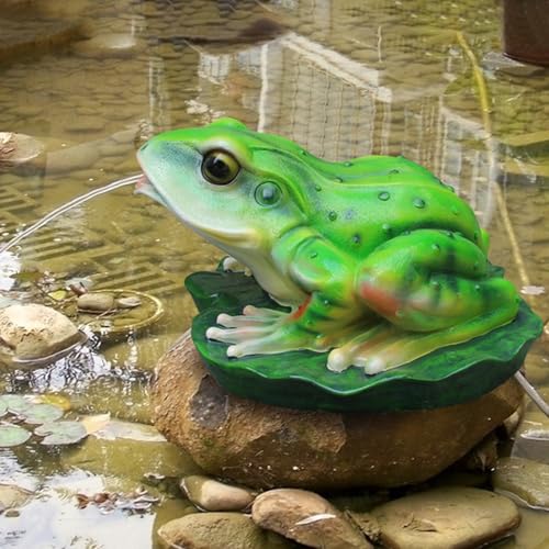 Garden Pond Spitters, Pond Fountains, Whimsical Deocorative Pond Water Feature Accent, with Water Pump and Hose, for Garden Courtyard, Outdoor Decoration (Green B)