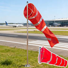 Airport Spinners Windsock Pole Kit, Wind Direction Measurement Sock Bag Outdoor, Reflective Winds Indicator Flags for Dock, Helipads, Farm(2.6 m pole)