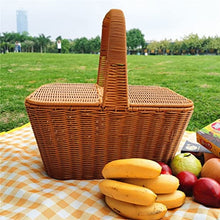 YOtat Pastoral Picnic Basket Supermarket Rattan Basket Shopping Basket Fruit Basket Storage Basket Hand Basket Props Basket (Color : D, Size : 43X30X21Cm) (Argento 38X27X18Cm) (D 38X27X18Cm)