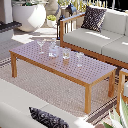 Outdoor Patio Teak Wood Coffee Table Natural